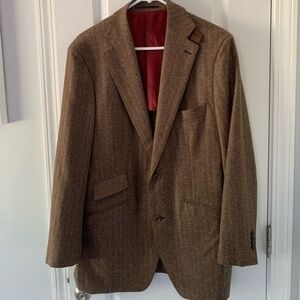 Abbeydale brown herringbone sport blazer classic size 42R 100% wool‎